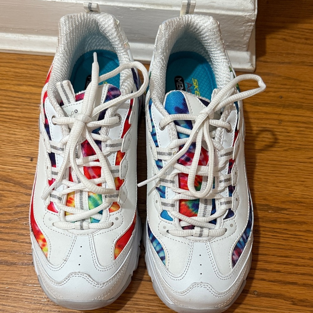 Skechers White and Rainbow Sneakers